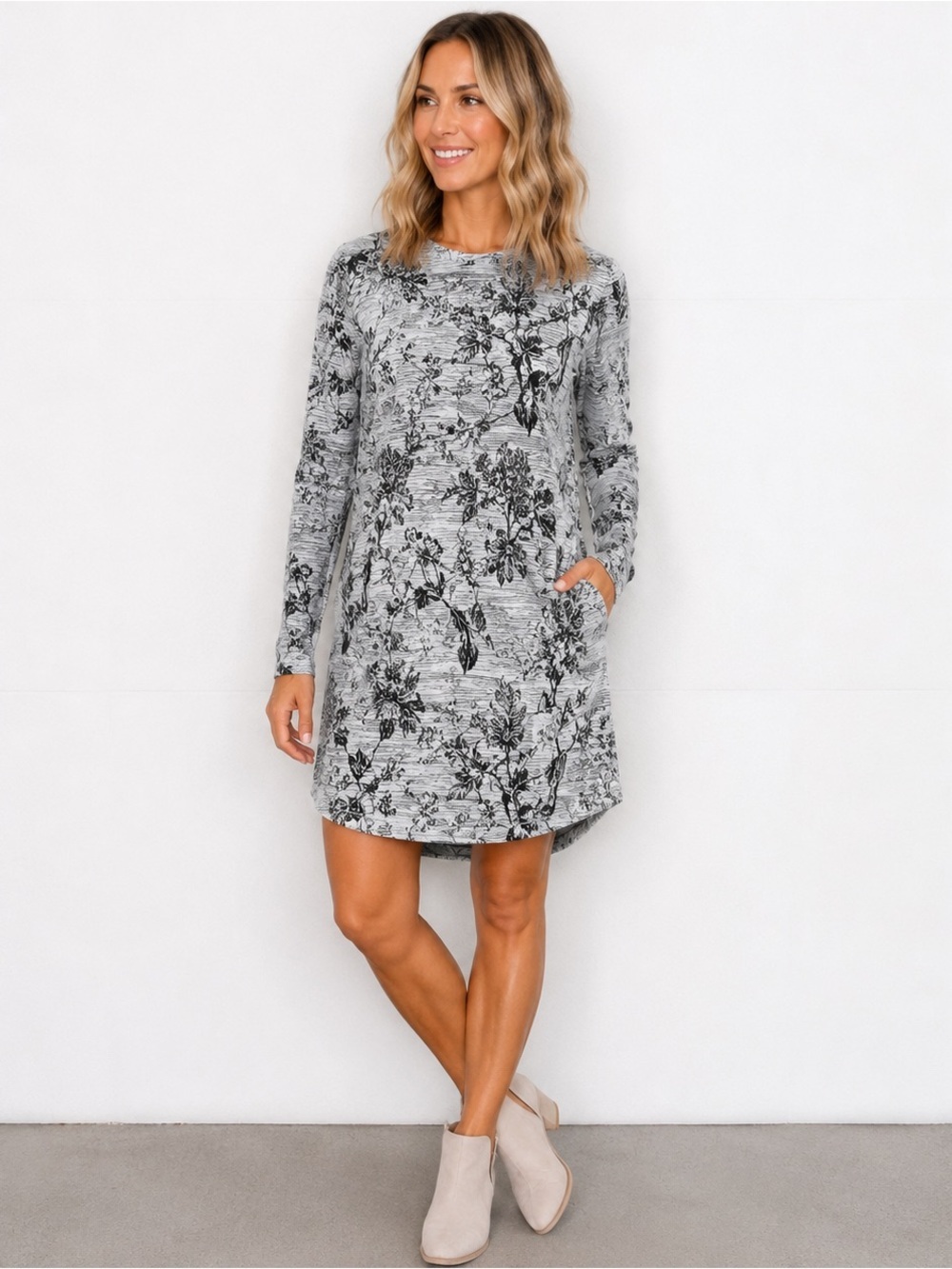 Athleta Balance Sweater Dress Printed Long Sleeve X-Small